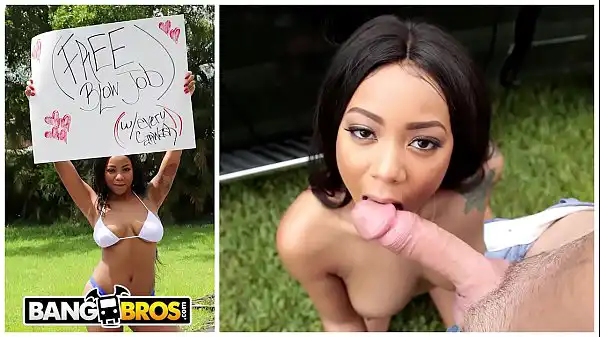 BANGBROS - Young Black Babe Diamond Monrow chama a atenção do motorista com seus peitos grandes